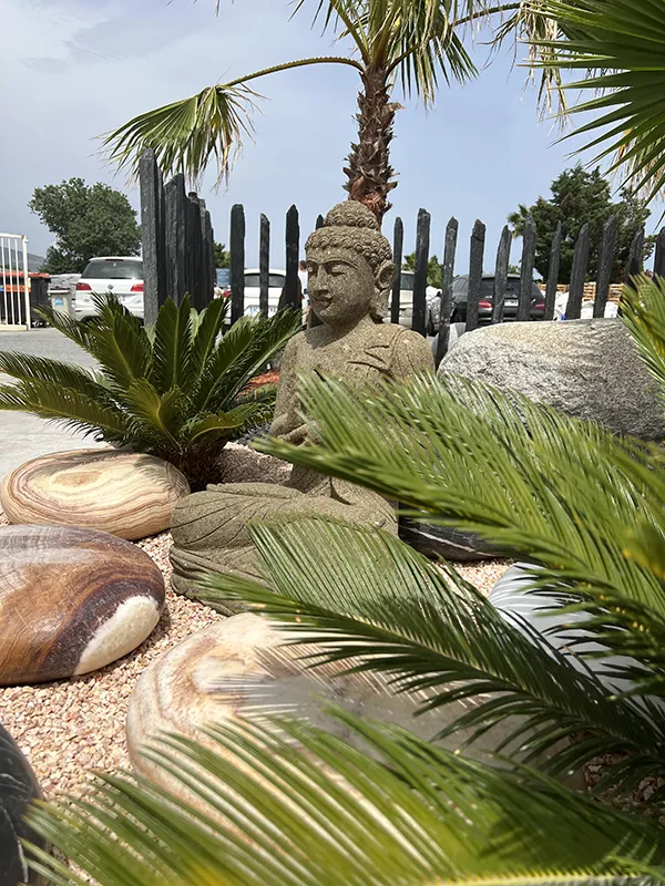 expo grimaud BOUDDHA ASSIS CHAKRA Ht 75 cm GREEN STONE 85kg 2